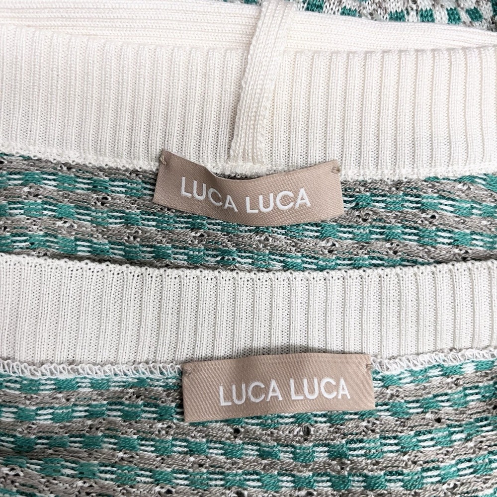 Luca Luca Silk & Cashmere Cardigan &‎ Top Set Green Khaki Beige Taupe L XL - Picture 9 of 9